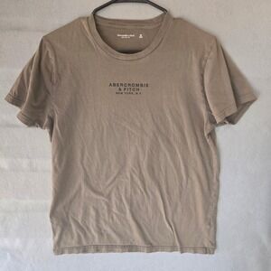 Abercrombie & Fitch Soft A&F Tee Mens Medium Taupe Brown Logo Graphic T-Shirt